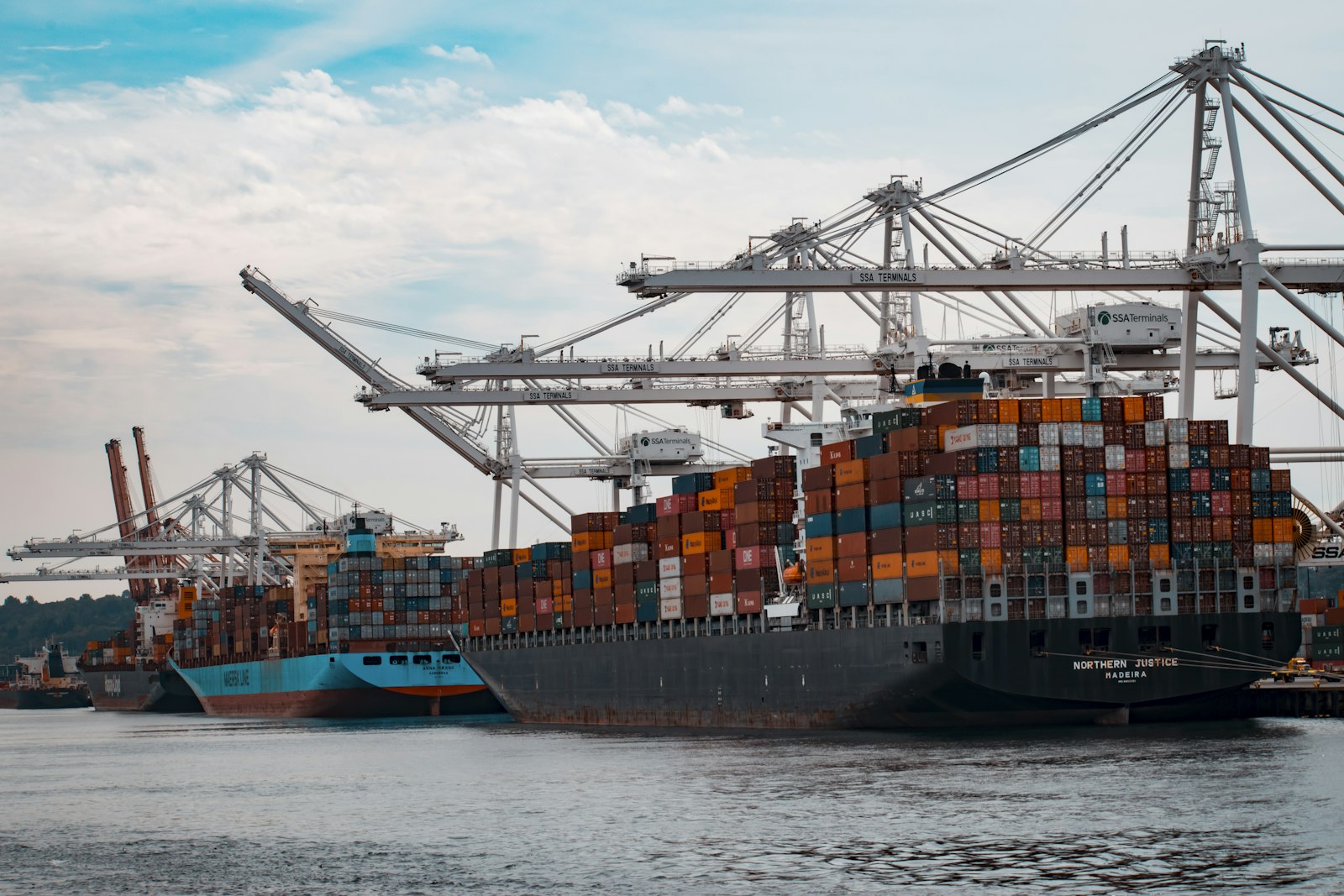 Shipping containers at an export port